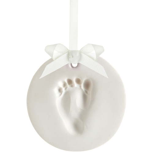 Tiny Ideas DIY Baby Handprint or Footprint Keepsake Ornament Kit for Girl or Boy, White