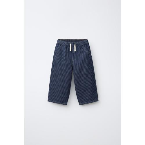 STRIPED TIE-WAIST LOOSE JEANS ZARA