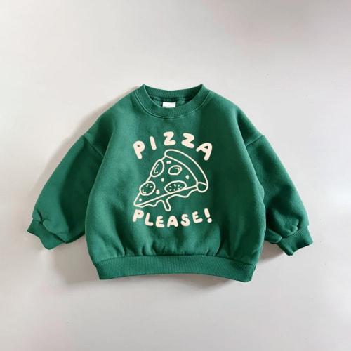 PIZZA PLEASE Baby Toddler Green Sweatshirt