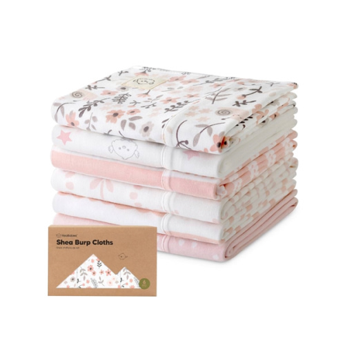 Organic Burp Cloths Baby Boy, Girl - 6-Pack Large Cotton Burping Cloths for Babies, Spit Up Rags, Super Absorbent, Ultra Soft Newborn Rag, Gender Neutral, Machine Washable, Durable(Sweet Charm)