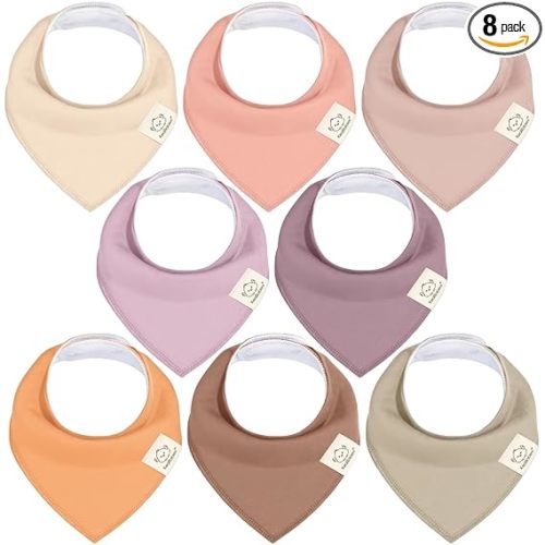 KeaBabies 8-Pack Organic Baby Bandana Bibs for Girls - Super Absorbent Triangle Baby Bibs for Drooling and Teething Infant, 100% Cotton Extra Soft for Newborn, Infant 0-36 Months (Mauve)