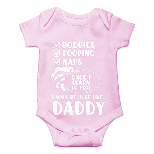 CBTwear Once I Learn to Fish I Will Be Like Daddy - Baby Clothes - Funny Newborn Bodysuit Outfits for Boys and Girls