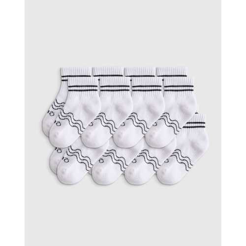 Organic Cotton Quarter Crew Socks 8-Pack - Toddler in White