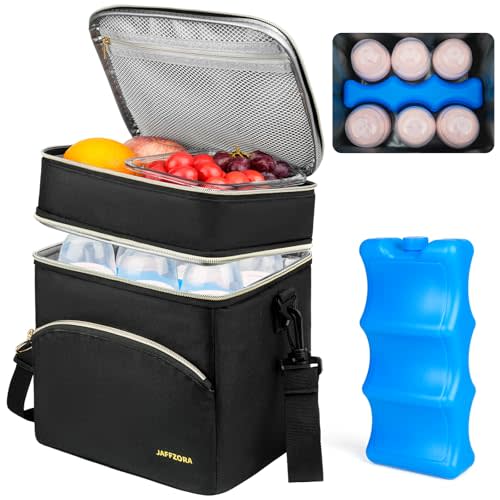 Breastmilk Cooler Bag with Ice Pack, Insulated Baby Bottle Tote Bags Fits 6 Bottles Up to 9 Ounce, Double Layer Breastmilk Travel Carrying Case for Nursing & Working Mom