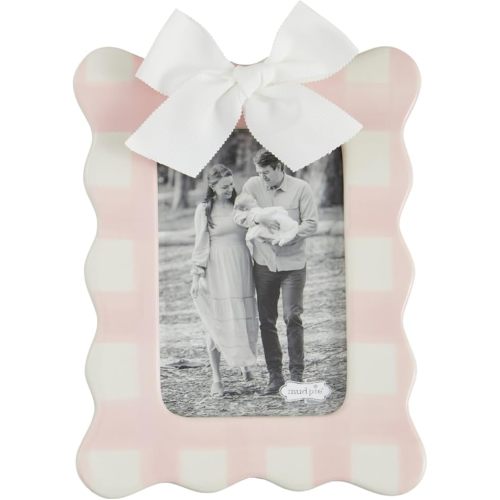 Mud Pie Vertical Pink Bow Frame; 7" x 9"