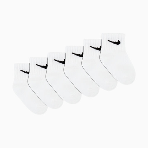 Nike Swoosh Ankle Socks (6 Pack) - White, 6-12 M