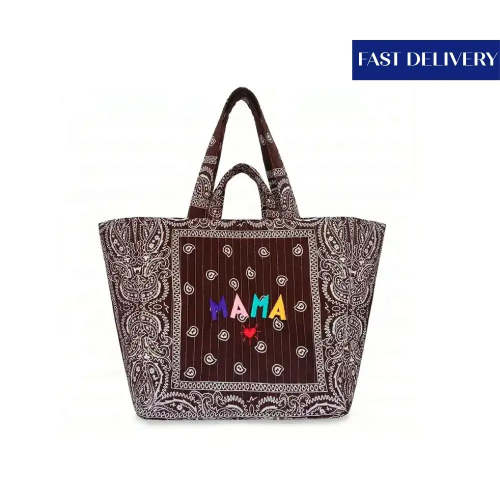 PERLA Quilted Brown Maxi Tote Bag - MAMA