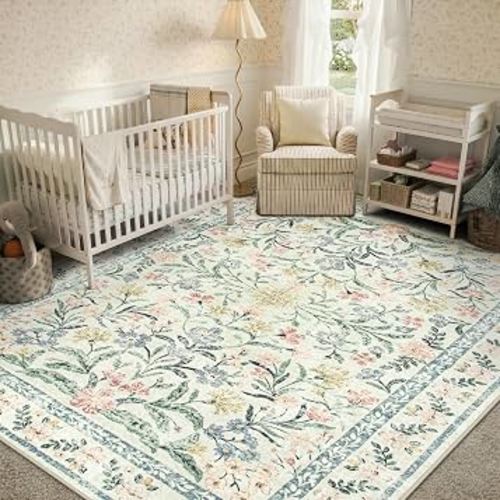 Amazon.com: Morebes Boho 8x10 Area Rugs for Living Room, Large Beige Floral Rug for Bedroom Girls Nursery Non Slip, Soft Distressed Indoor Carpet for Dining Room Home Office, Cream : Home & Kitchen