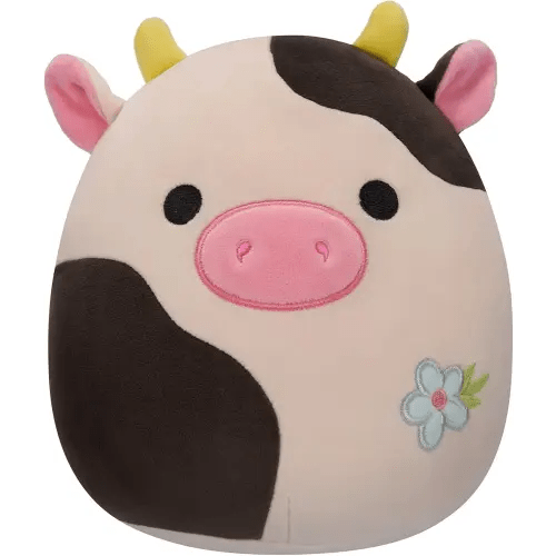 Squishmallows Original 8-Inch Connor Cow with Blue Flower Embroidery - Official Jazwares Plush