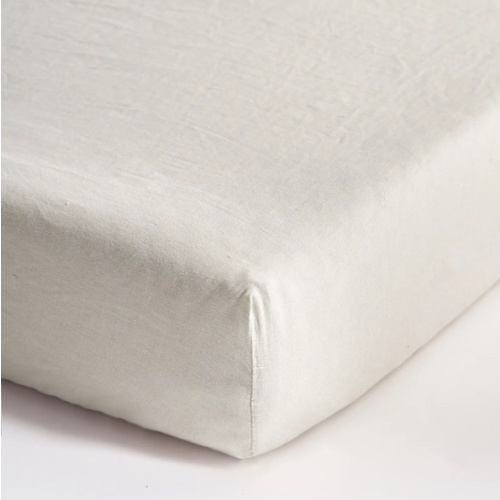 European Linen Fitted Crib Sheet in Sand