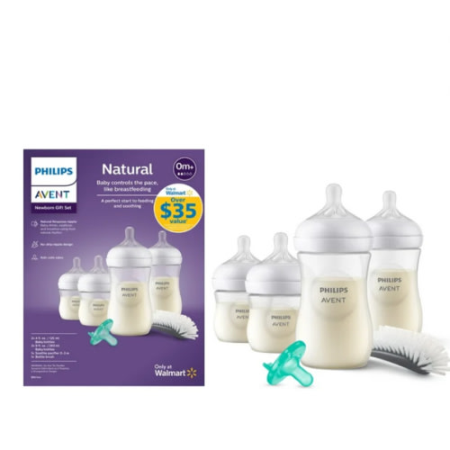 Philips Avent Natural Biberón con Pezón de Respuesta Natural Set de Regalo para Recién Nacido, SCD837/03