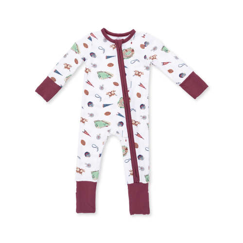 2-Way Zip Romper, Vintage Football