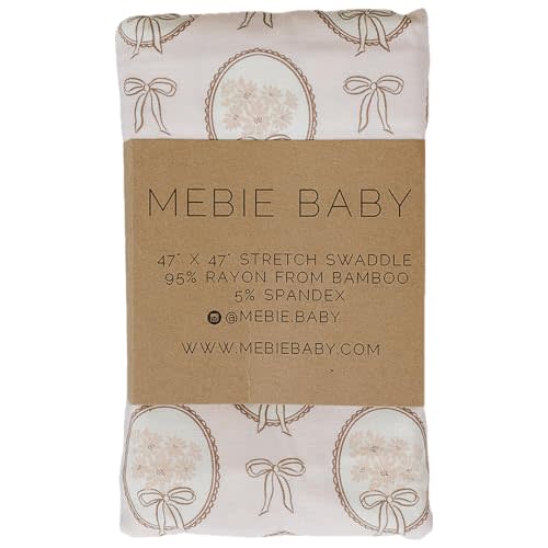 Mebie Baby Vintage Bouquet Stretch Swaddle, Modern and Neutral Swaddle Blanket for Baby Girl or Boy, Soft Baby Blankets, Newborn Swaddle Blanket, 0-3 Month, Baby Essentials & Gifts (47" x 47")