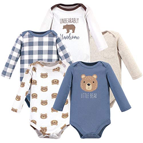 Hudson Baby baby-boys Cotton Long-sleeve Bodysuits 5-pack