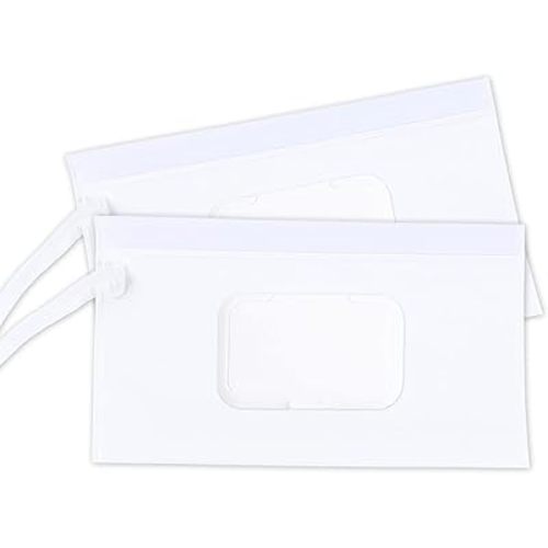 2 Pack Reusable Wipes Pouch Portable Wipes Dispenser Refillable Wet Wipe Container Lightweight Travel Wet Wipe Case Holder for Diaper Bag