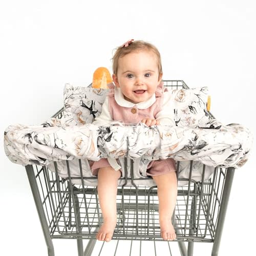 Binxy Baby 2-in-1 Cushy High Chair and Shopping Cart Cover for Baby, Comfortable Universal Fit Cover, Includes Storage Pouch - Coming Up Roses