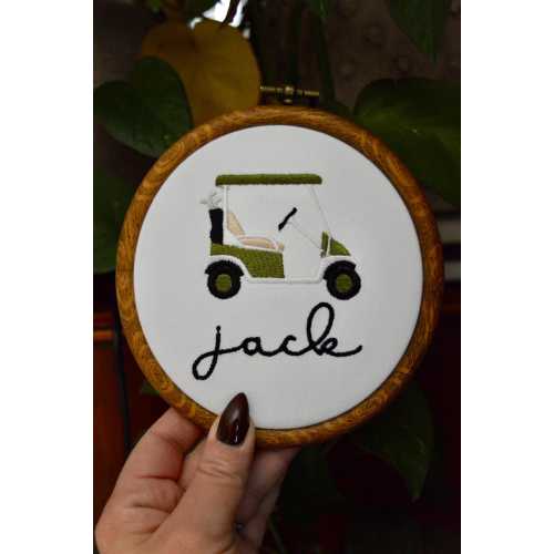 Embroidered Birth Announcement Hoop, Golf Baby Name Sign, Nursery Decor, Newborn Name Reveal, Golf Nursery, New to the Club, Baby Golf, Sign