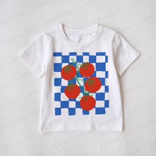 Baby Size - Family Matching Checkerboard Tomato T-Shirt