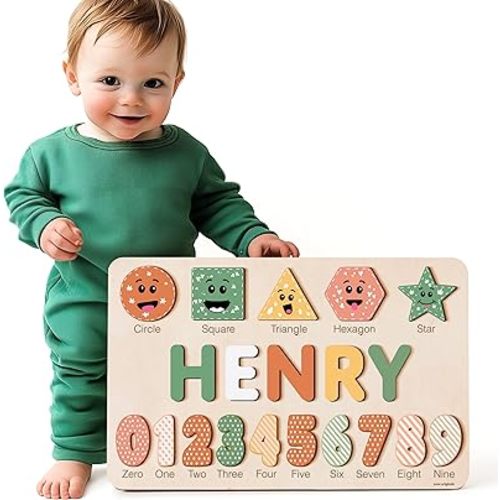 Personalized Name Puzzle for Babies and Kids - Zuzu Puzzle Wooden Toy, Educational Toddler Gift, Baby Shower or Newborn Gift (0-36 Months)-TSCA,CPC Certified