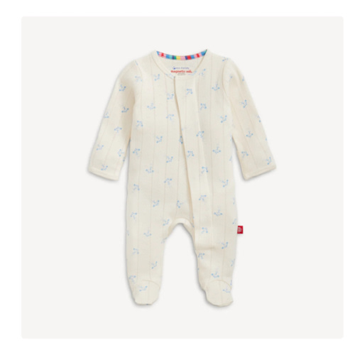 Airplane Pointelle Magnetic Footie