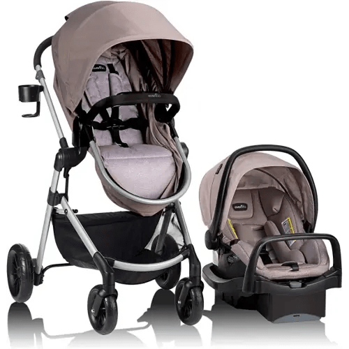 Evenflo Pivot Modular Travel System with LiteMax Infant Car Seat with Anti-Rebound Bar (Desert Tan)