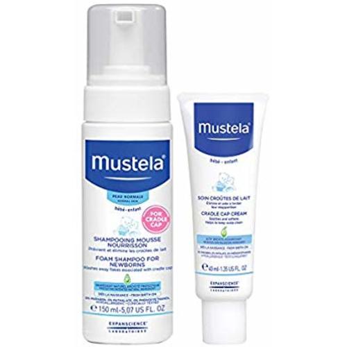 Mustela Cradle Cap Bundle, Natural Baby Shampoo and Cradle Cap Cream Set