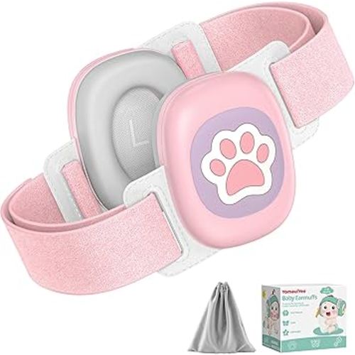 YomauiYee Baby Headphones,Infant Noise Cancelling Earmuffs with Cat Paw Pattern,Infant Ear Protection for Babies 0-48 Months,Baby Travel Essentials for Airplane/Improves Sleep