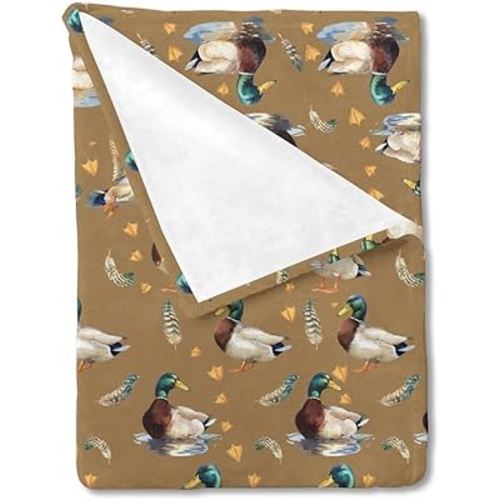 Vintage Duck Hunting Baby Blanket for Boy Girl Mallard Ducks Feathers Soft Swaddle Blanket Wild Bird Animal Flannel Receiving Blanket Newborn Toddler Nursery Bed Crib Blanket Playmat 30x40
