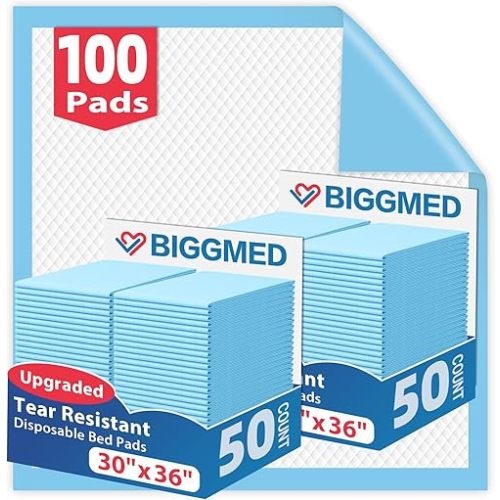 Tear-Resistant Disposable Bed Pads 30" x 36" 100 Count Absorbent Underpads, Chux Thicker Extra Large Incontinence Bed Pads, Pee Pads for Adults, Kids, Elderly, Pets