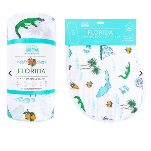 Gift Set: Florida Baby Muslin Swaddle & Burp Cloth – Little Hometown