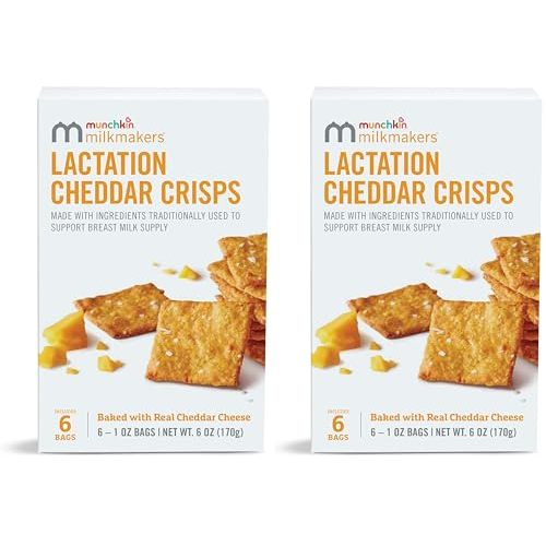 Munchkin® Milkmakers® Lactation Cheddar Crisps for Breastfeeding Moms with Oats and Flax, 6 Count (Pack of 2)
