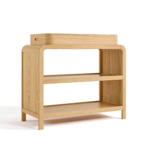 Storkcraft Santos Changing Table (Natural) – GREENGUARD Gold Certified Baby Changing Table, Solid Wood Changing Table for Baby, Removable Changing Topper Fits Standard-Size Changing Pad