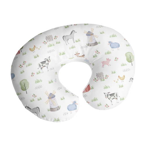 Sweet Jojo Designs Farm Animals Gray Green Grey Red Nursing Pillow Cover Case (Pillow Not Included) (Pillow NOT Included)