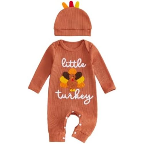 Newborn Baby Boy First Thanksgiving Romper Jumpsuit Outfit