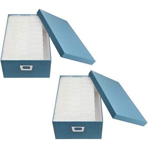novelinks Photo Case 4" x 6" Photo Storage Box - 10 Inner Picture Storage Container (Sky Blue, 2 Pack)