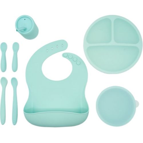 WeeSprout Baby Led Weaning Bundle, Silicone Suction Bowl, Spoons, Bib & Cup, Develops Self Feeding Skills