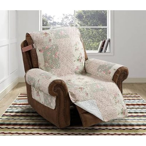Brilliant Sunshine Rose and Sage Couch Recliner Cover, 26" seat