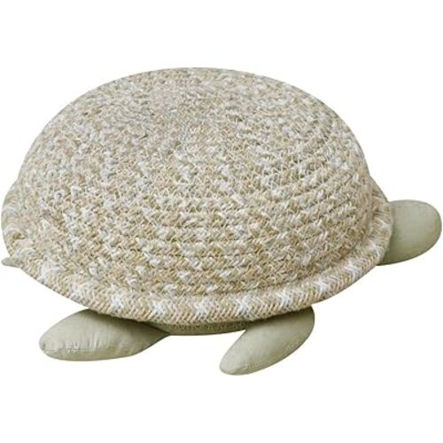 LORENA CANALS Basket for Kids Baby Turtle. Olive Ivory Natural Size: 4" x 10" x 9"