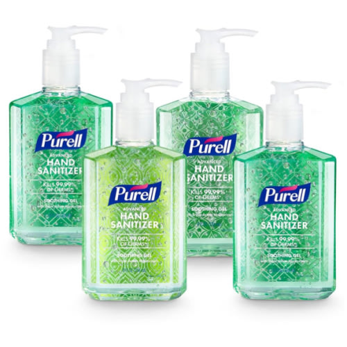 PURELL Advanced Hand Sanitizer Soothing Gel, Fresh Scent, 8 fl oz Pump Bottle (Pack of 4), 9674-06-ECDECO