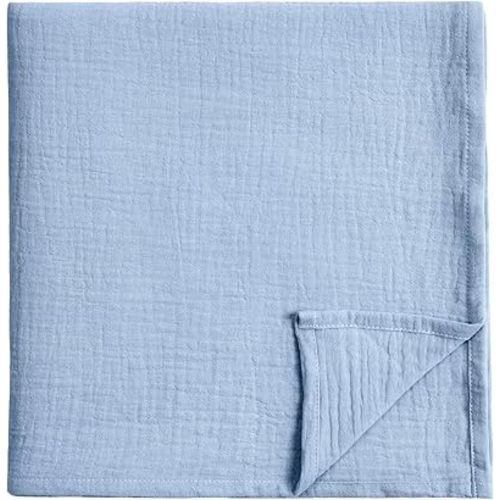 Meracorallo Muslin Swaddle Blanket, 100% Cotton Receiving Blanket Soft and Breathable Swaddle Wrap for Baby Boys and Girls, Placid Blue