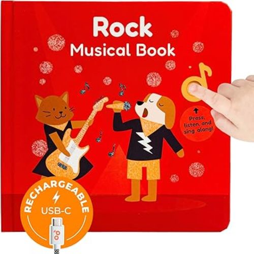 Cali's Books Rock Music Books for Toddlers 1-3 - Singing Button Sound Board Book for 2 Year Old Children, Musical Toddler Rock Songs Toys, 18 Month Interactive Learning Toy, USB-C Rechargeable