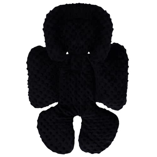 KAKIBLIN Infant Car Seat Insert, Baby Carseat Head & Body Support for Newborn, 2-in-1 Reversible Baby Car Seat Cushion, Soft Stroller Cushion Insert for Car Seats, Bouncer, Strollers, Swing (Black)