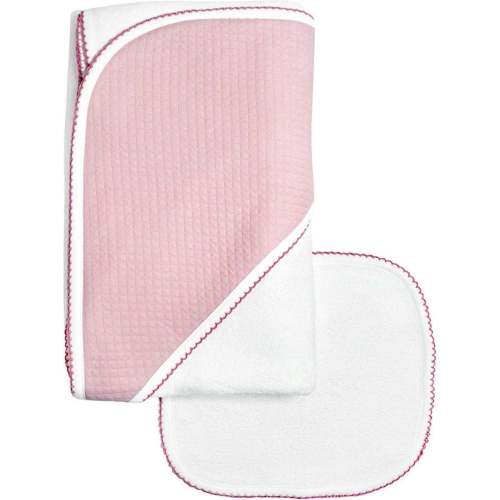 Diamond Baby Towel + Wash Set in Pink/Rosewood - Sammy + Nat Towels & Robes | Maisonette