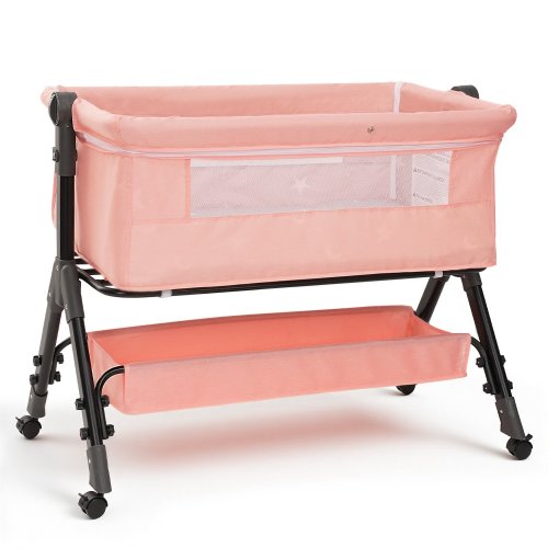 Kmaier 3 in 1 Bedside Sleeper Baby Bassinet Portable Folding Baby Cradle with Easy Assembly Pink