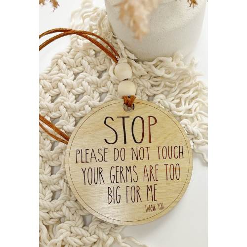 STOP Please don't touch my baby, Carrier Bag Tag, Infant carrier hygiene sign, Newborn stroller card