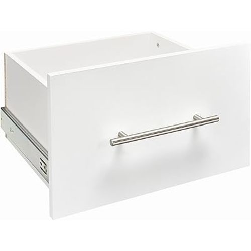 ClosetMaid SuiteSymphony Wood Closet Drawer, Add On Accessory, Modern Style, For Storage, Closet, Clothes, 16” x 10” Size for 16 in. Units, Pure White/Satin Nickel