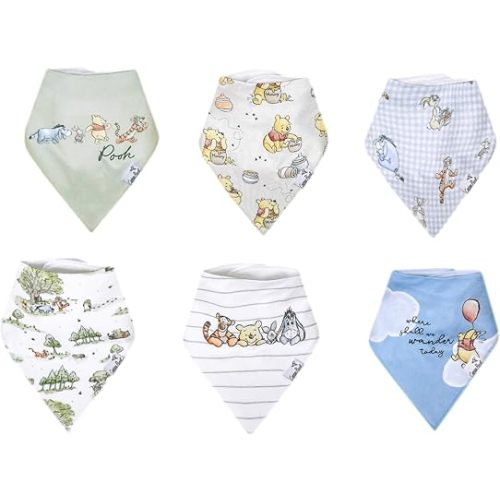 Copper Pearl Disney Baby Bibs 4 Pack, Soft Cotton Bandana Drool Bibs for Baby Girl & Boy, Drooling Teething