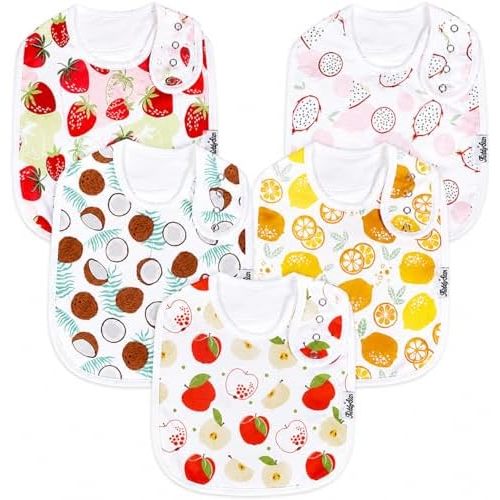 KiddyStar Premium Organic Cotton Bibs for Drooling & Teething Babies