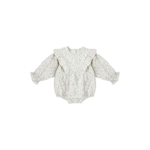 Winnie Vines Print Ruffle Cotton Bubble Romper