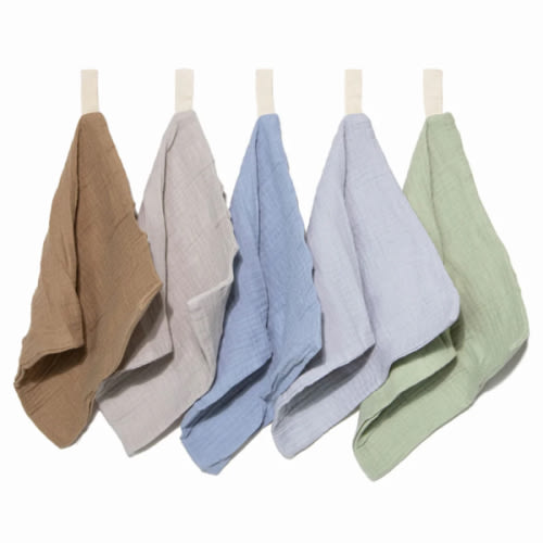 Organic Baby Wash Cloths Muslin - Earth and Sky 5 Pack – Zoesage